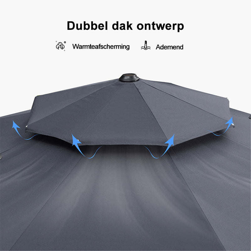 PURPLE LEAF Dubbel Top 360 Graden Rotatie 300 / 330 / 365 / 400 cm Ronde Outdoor Tuin Parasol