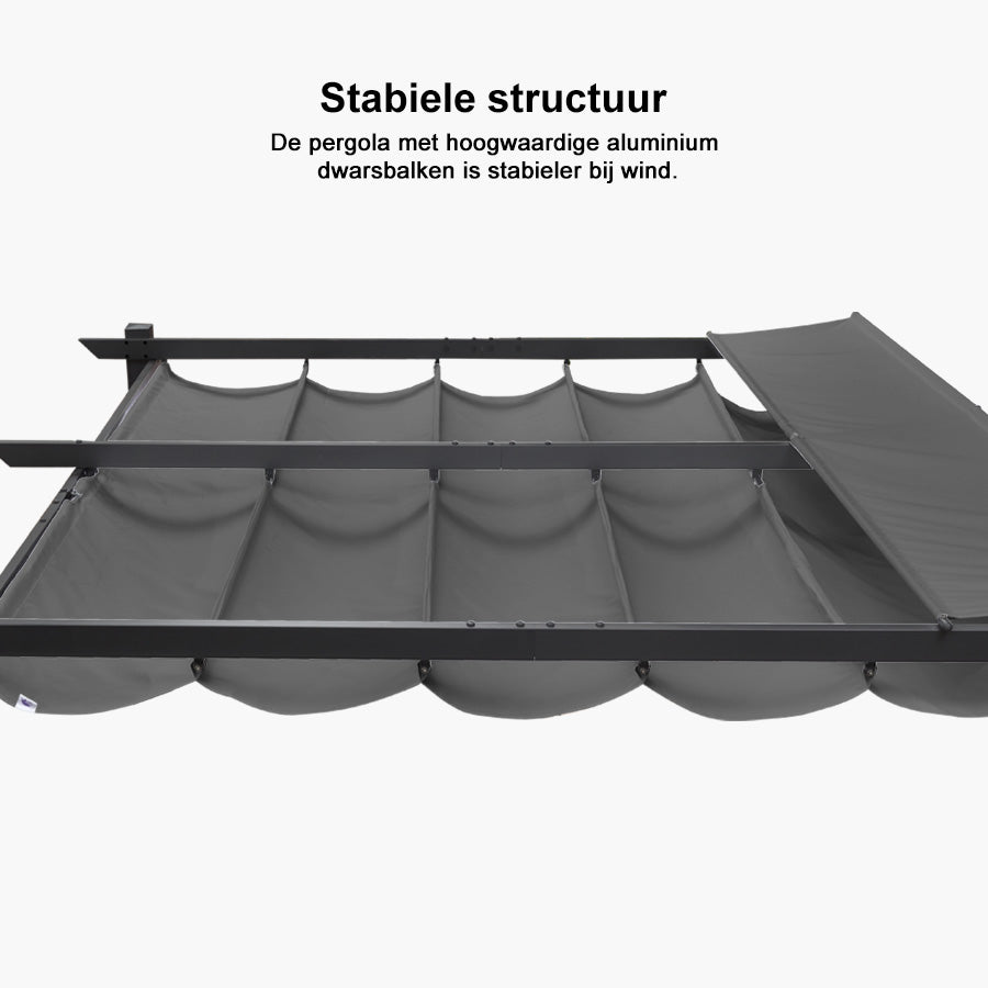 PURPLE LEAF Intrekbare aluminium buitenpergola met zonnescherm luifel, patio, achtertuin schuilplaats, metalen barbecue paviljoen-PRG