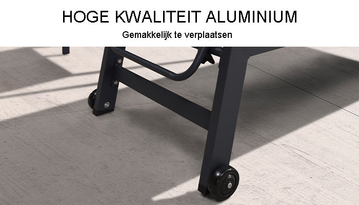 PURPLE LEAF Set Van 3 Tuinligstoelen Aluminium Textiel, Opvouwbare Ligstoel met Wielen, Tuinligstoel Weerbestendig, Terrasligstoelen Oprolbaar Ligbed Verstelbaar Tot 150 kg, Grijs