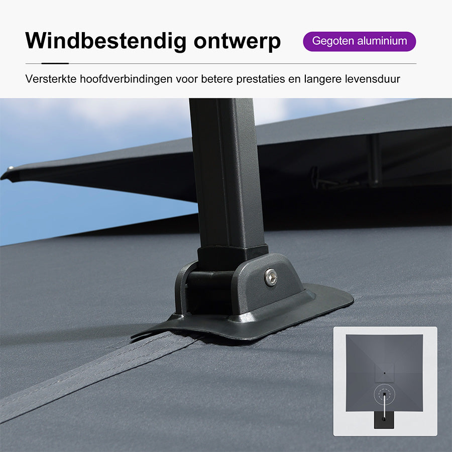 PURPLE LEAF Zweefparasol, Luxe Parasol voor Terras en Tuin met UV-bescherming