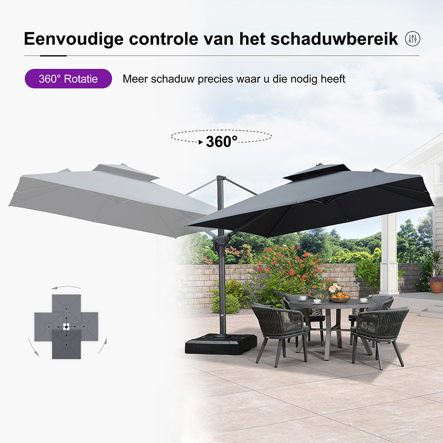 PURPLE LEAF Zweefparasol, Luxe Parasol voor Terras en Tuin met UV-bescherming
