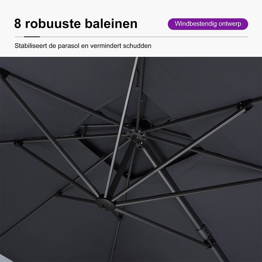 PURPLE LEAF Zweefparasol, Luxe Parasol voor Terras en Tuin met UV-bescherming