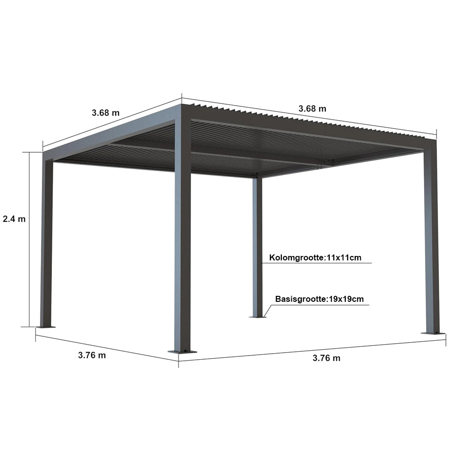 PURPLE LEAF Pergola 3 x 4 m Waterdicht Stabiel Wintervast Paviljoen met Raamdak Vrijstaand Verstelbaar Aluminium Raamdak Patio, Grijs