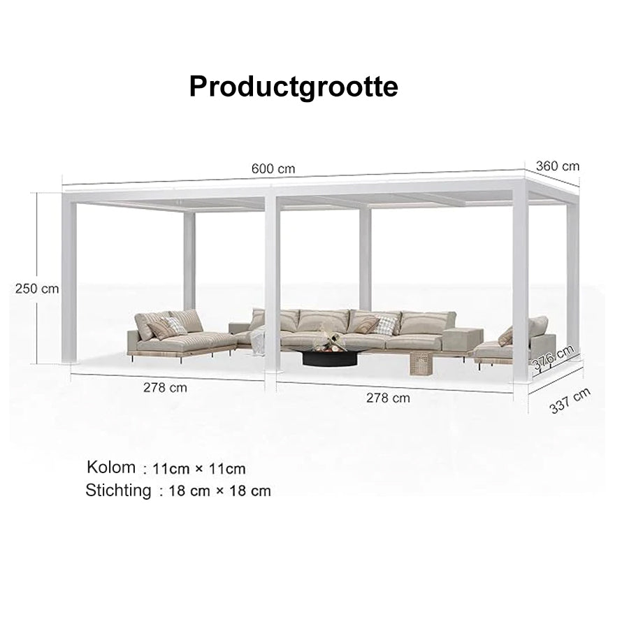 PURPLE LEAF Outdoor Louvered Pergola Aluminium Wit Pergola Patio Metal pergola met verstelbare Rainproof Hardtop Gazebo Modern voor Tuin Gazons Party