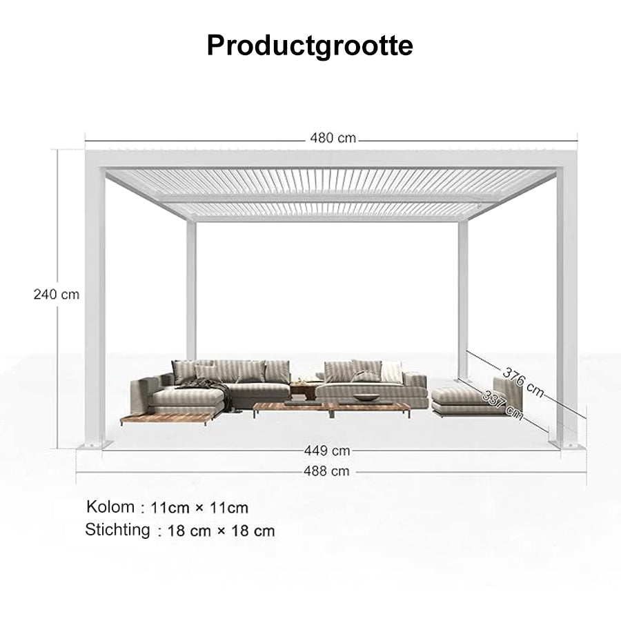 PURPLE LEAF Outdoor Louvered Pergola Aluminium Wit Pergola Patio Metal pergola met verstelbare Rainproof Hardtop Gazebo Modern voor Tuin Gazons Party