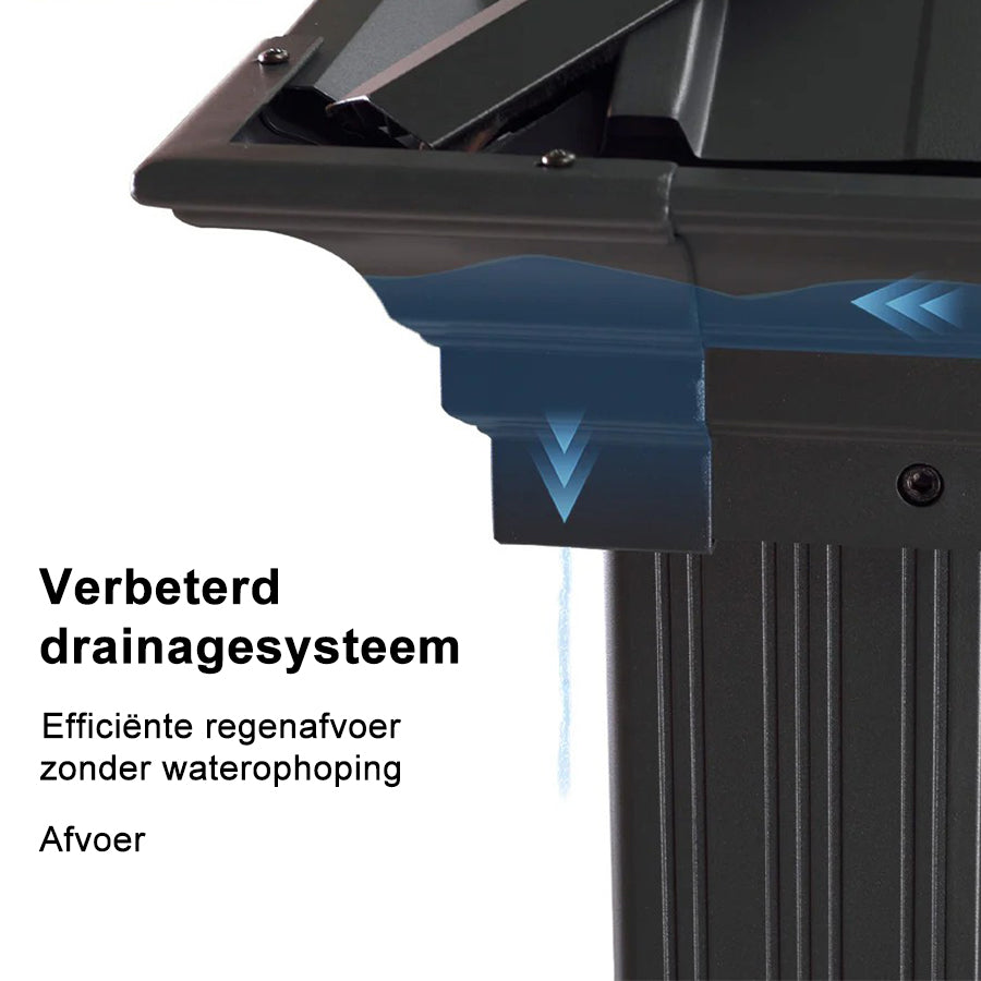 PURPLE LEAF Tuinpaviljoen Voor Achtertuin Grijs Hardtop Gegalvaniseerd Stalen Dak Luifel met Upgrade Gordijn