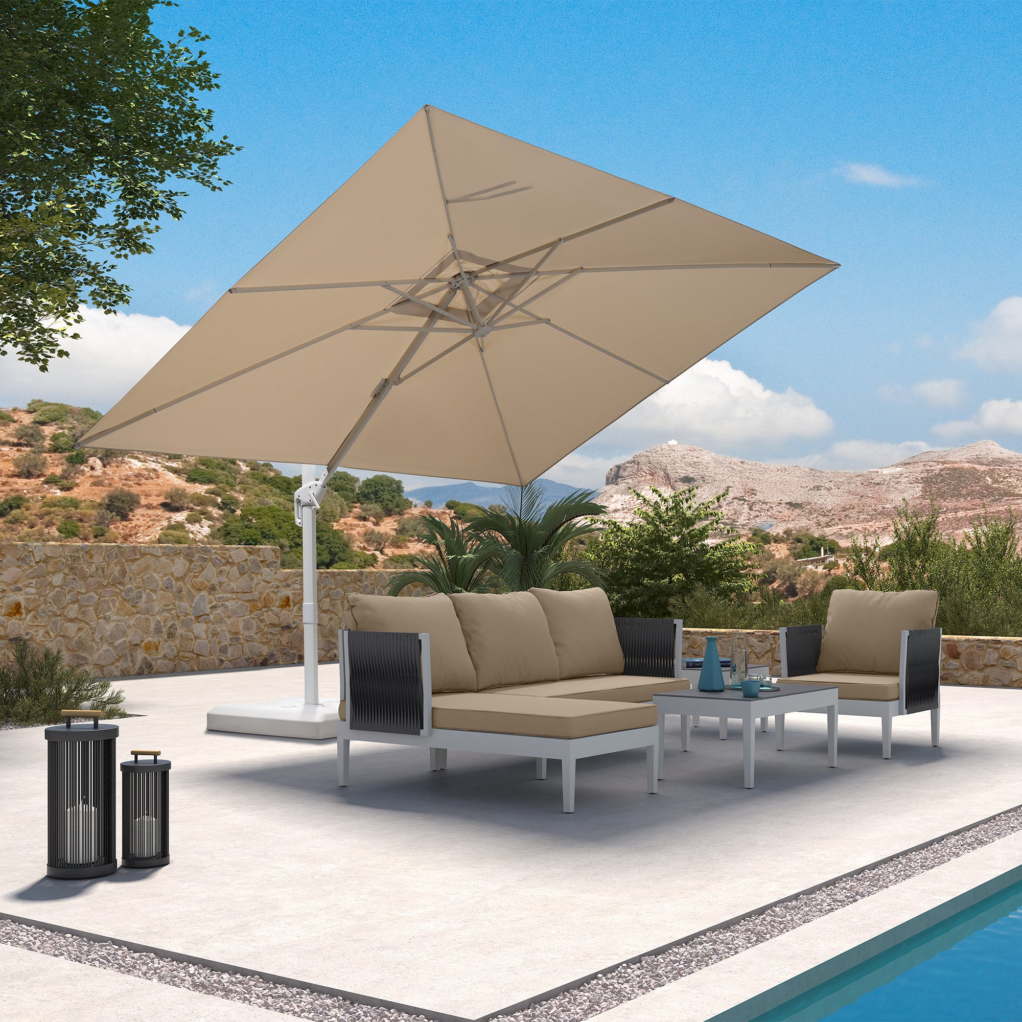 PURPLE LEAF Witte Outdoor Terrasparasol Betaalbare grote Terrasparasol