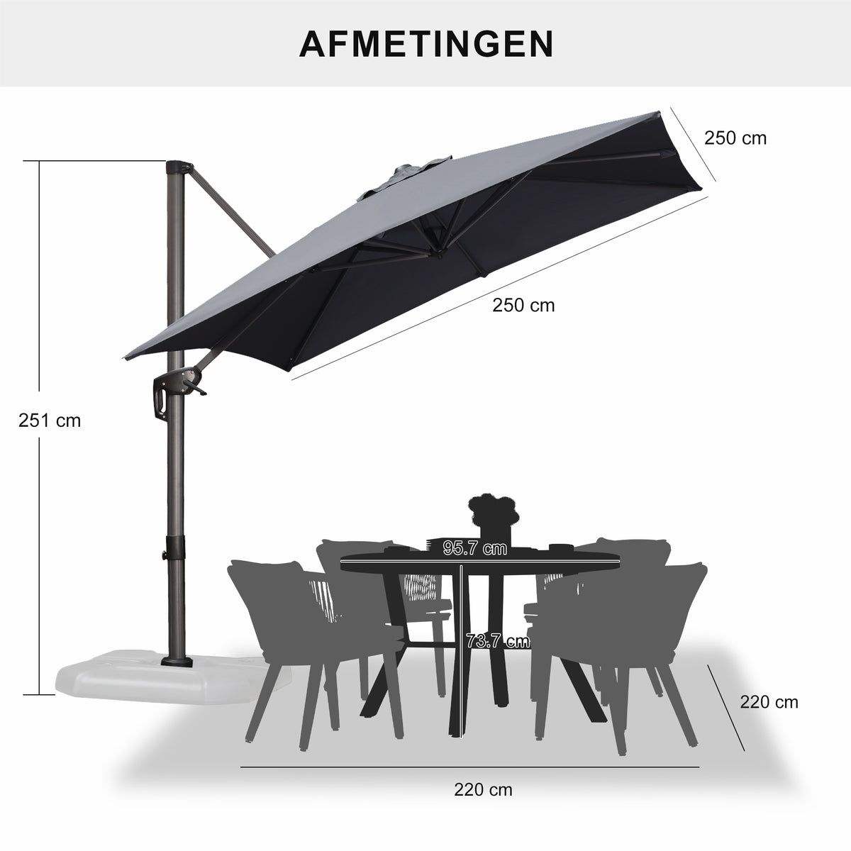 PURPLE LEAF Parasols Grote Vierkante en Rechthoekige Zweefparasols voor Terras en Tuin