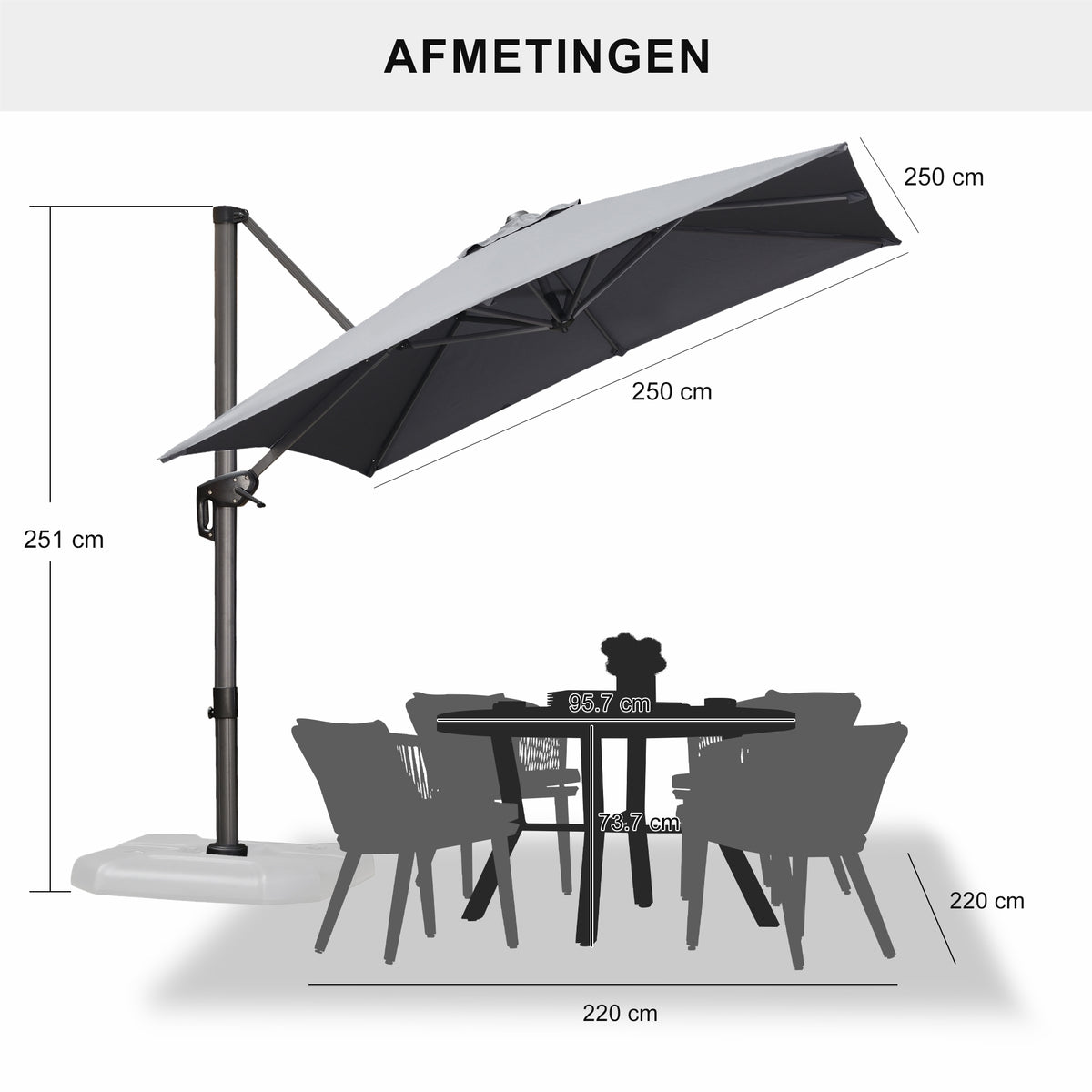 PURPLE LEAF Parasols Grote Vierkante en Rechthoekige Zweefparasols voor Terras en Tuin