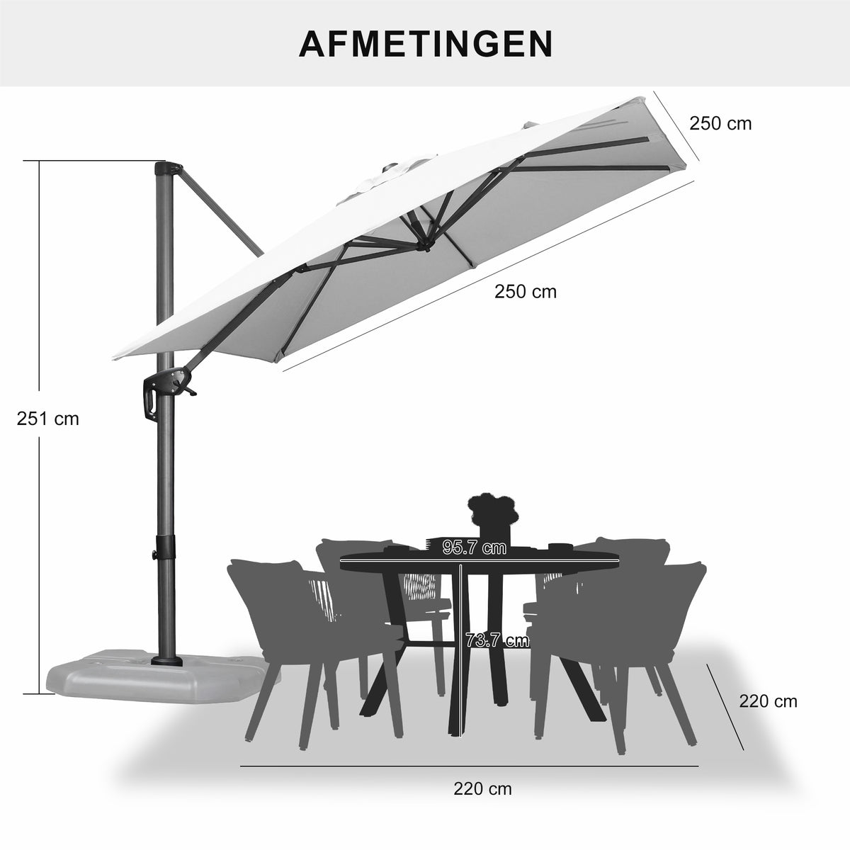 PURPLE LEAF Parasols Grote Vierkante en Rechthoekige Zweefparasols voor Terras en Tuin