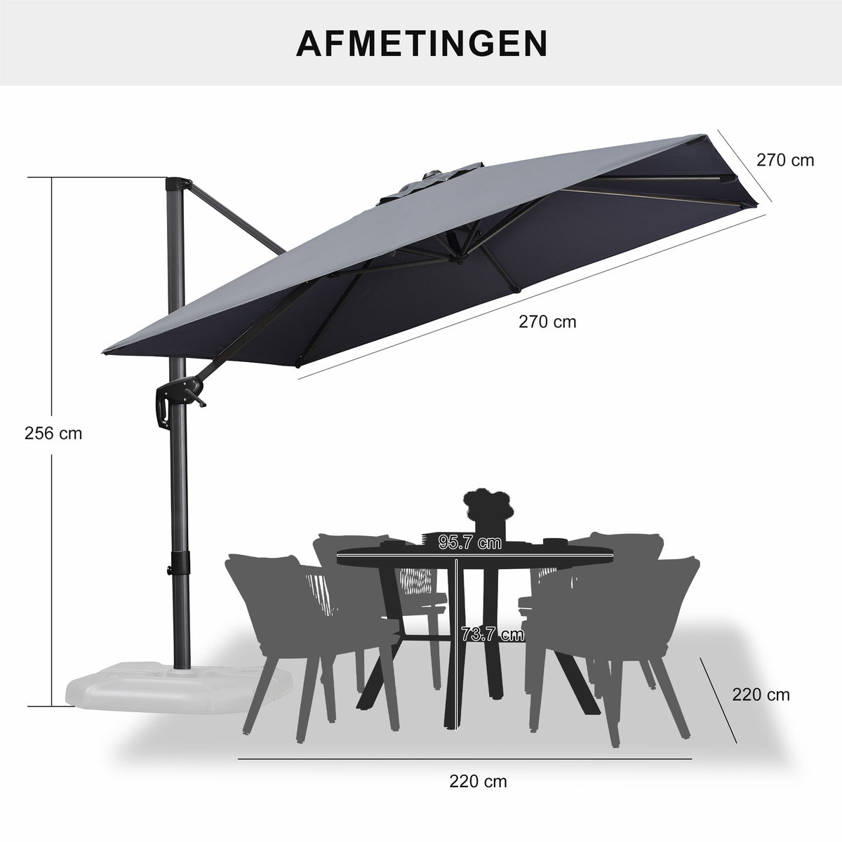 PURPLE LEAF Parasols Grote Vierkante en Rechthoekige Zweefparasols voor Terras en Tuin