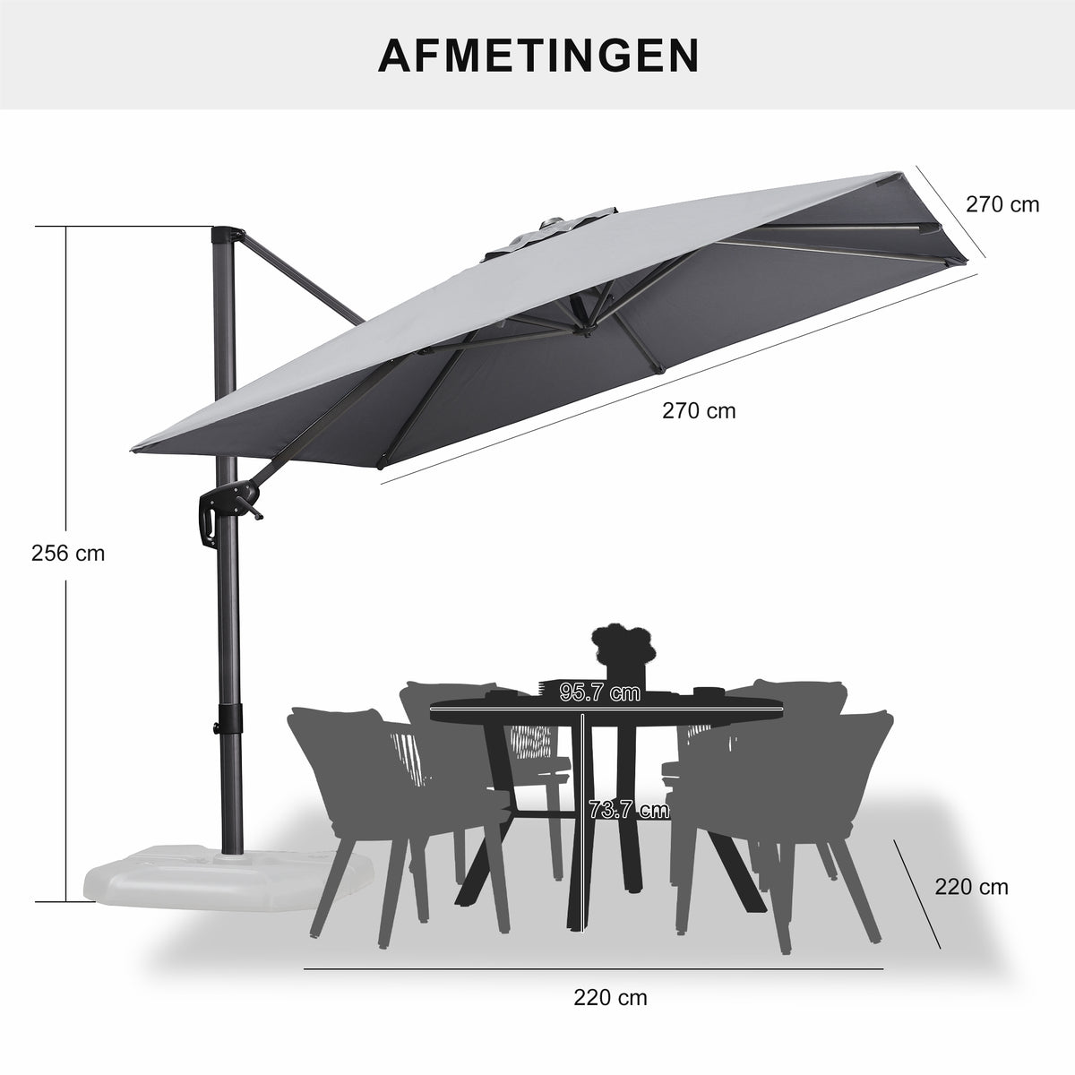 PURPLE LEAF Parasols Grote Vierkante en Rechthoekige Zweefparasols voor Terras en Tuin