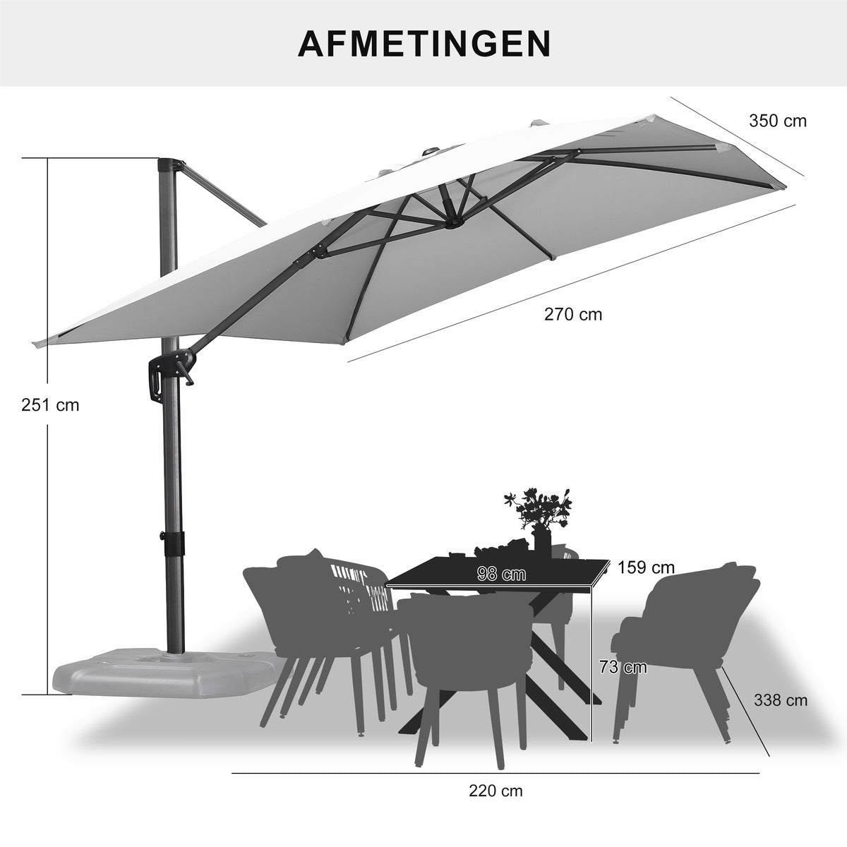 PURPLE LEAF Parasols Grote Vierkante en Rechthoekige Zweefparasols voor Terras en Tuin