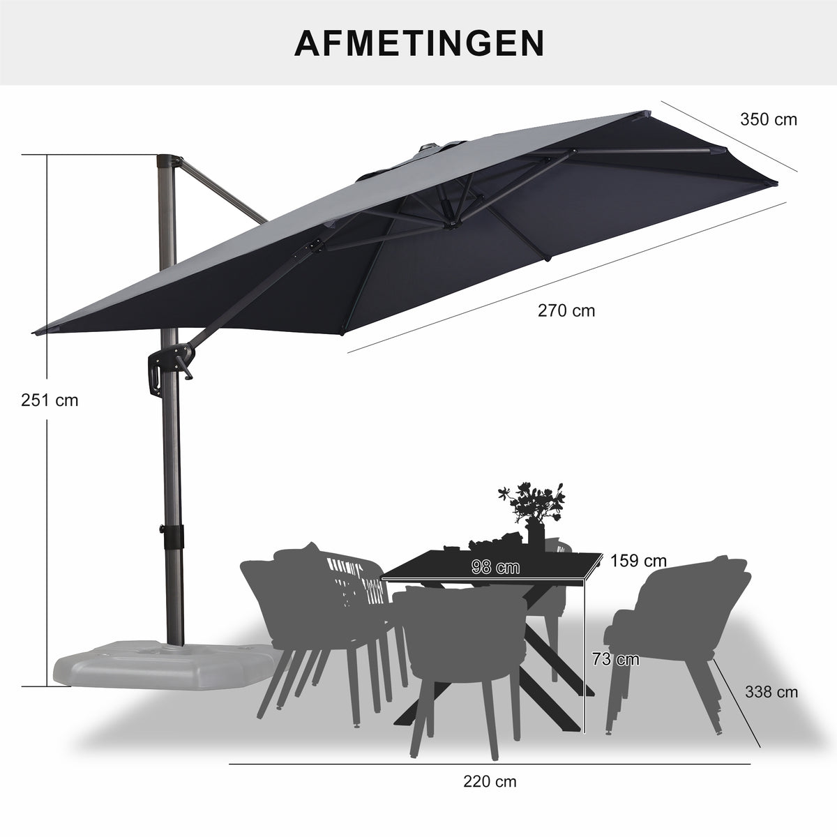 PURPLE LEAF Parasols Grote Vierkante en Rechthoekige Zweefparasols voor Terras en Tuin