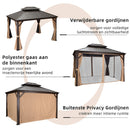 PURPLE LEAF Hardtop Prieel Frame Aluminium Gegalvaniseerd Stalen Dak Zonwering Partytent met Gordijn en Klamboe