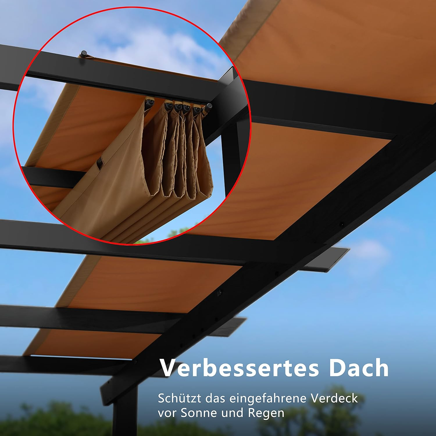 PURPLE LEAF Intrekbare aluminium buitenpergola met zonnescherm luifel, patio, achtertuin schuilplaats, metalen barbecue paviljoen-PRG