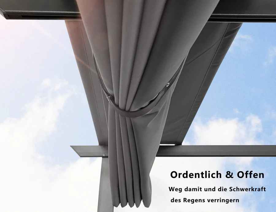 PURPLE LEAF Intrekbare aluminium buitenpergola met zonnescherm luifel, patio, achtertuin schuilplaats, metalen barbecue paviljoen-PRG