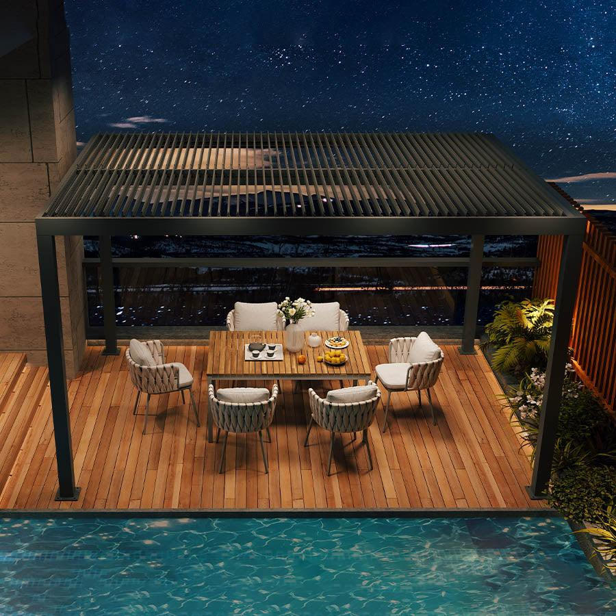 PURPLE LEAF Pergola 3 x 4 m Waterdicht Stabiel Wintervast Paviljoen met Raamdak Vrijstaand Verstelbaar Aluminium Raamdak Patio, Grijs