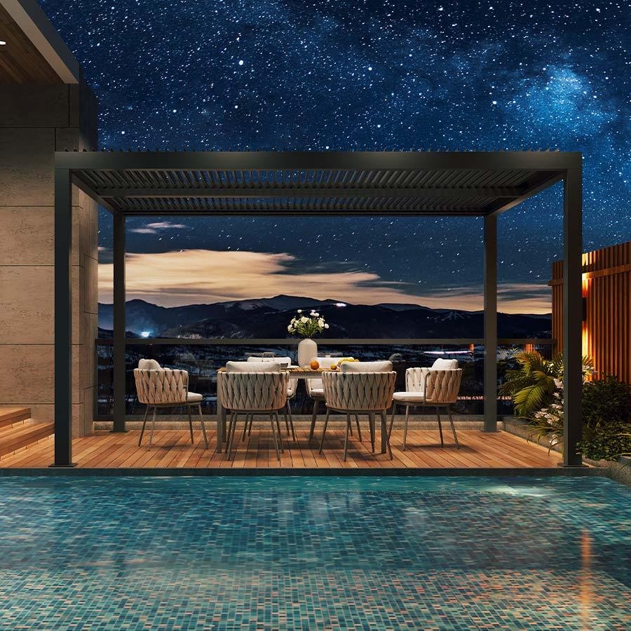 PURPLE LEAF Pergola 3 x 4 m Waterdicht Stabiel Wintervast Paviljoen met Raamdak Vrijstaand Verstelbaar Aluminium Raamdak Patio, Grijs