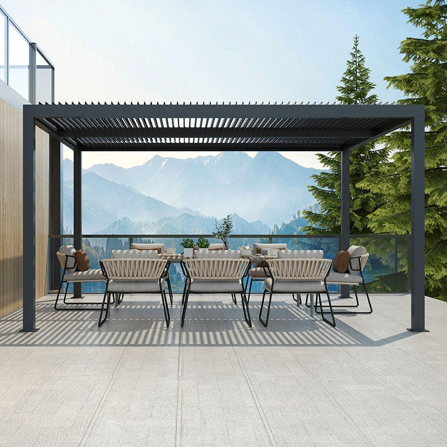 PURPLE LEAF Pergola 3 x 4 m Waterdicht Stabiel Wintervast Paviljoen met Raamdak Vrijstaand Verstelbaar Aluminium Raamdak Patio, Grijs