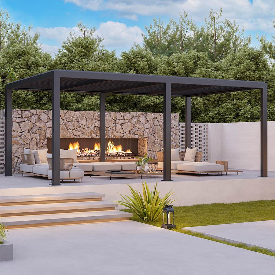 PURPLE LEAF Pergola 3 x 4 m Waterdicht Stabiel Wintervast Paviljoen met Raamdak Vrijstaand Verstelbaar Aluminium Raamdak Patio, Grijs