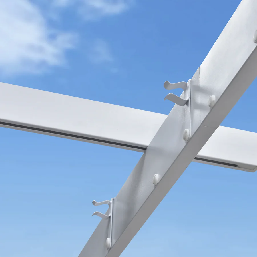 PURPLE LEAF Outdoor Intrekbare Pergola met Dubbele Zonwering Luifel Wit Heavy-Duty Aluminium Pergola Patio Moderne Pergola voor Tuin Dek en Achtertuin, Wit