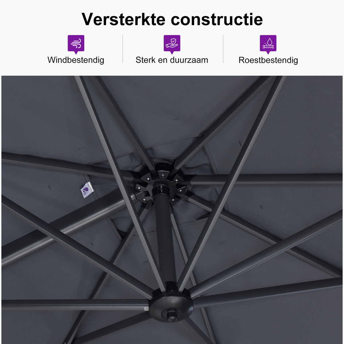 PURPLE LEAF Parasols Grote Vierkante en Rechthoekige Zweefparasols voor Terras en Tuin