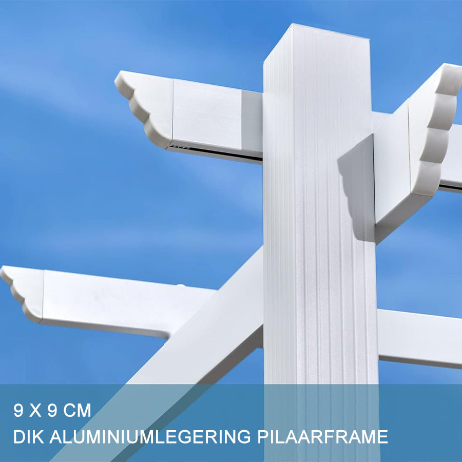 PURPLE LEAF Wit Pergola Dubbel Top Frame Waterdicht Stabiel Wintervast Intrekbare Luifel Pergola Aluminium-PG