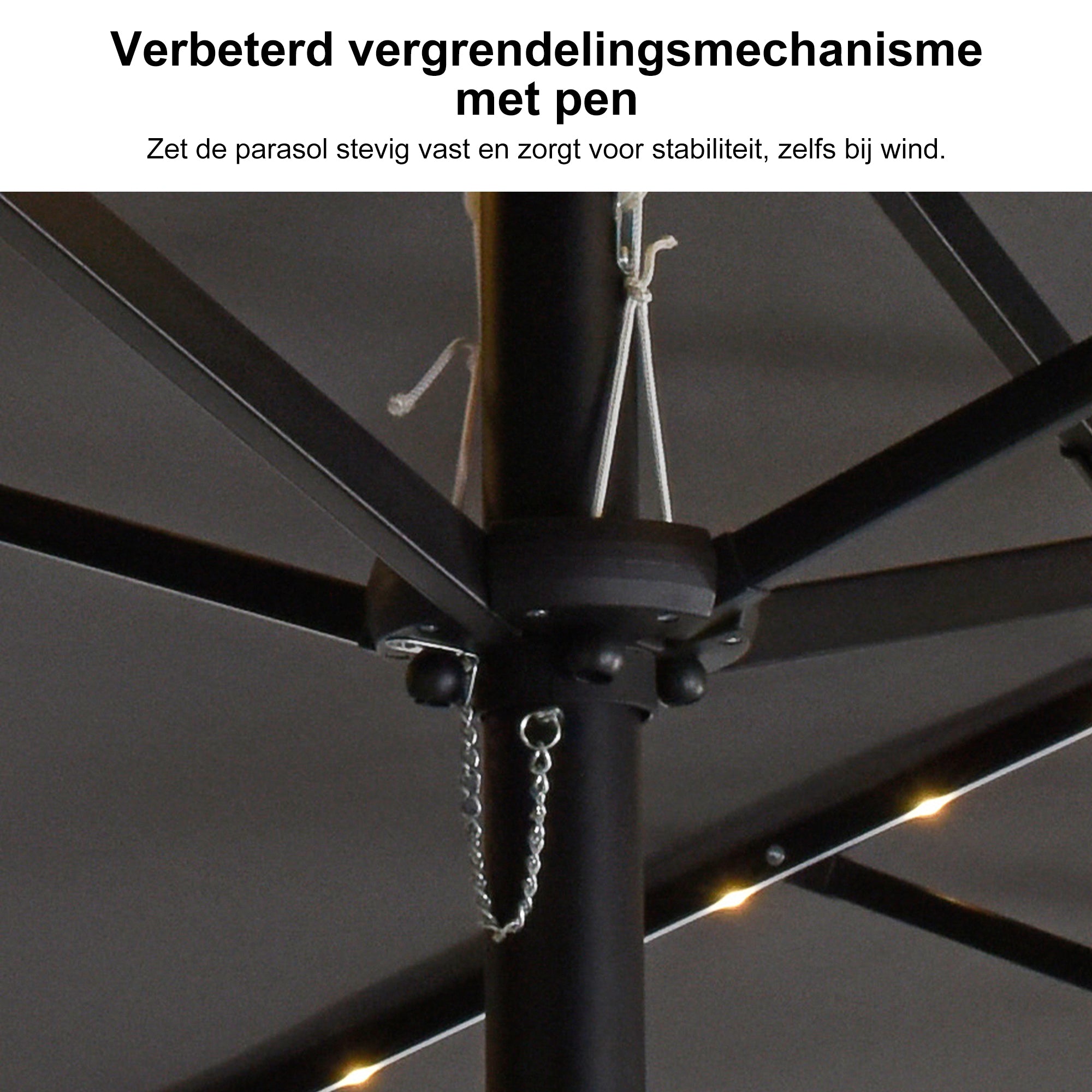 PURPLE LEAF Grote Parasol met 3 Kappen en LED-verlichting voor Tuin en Terras, inclusief Voet