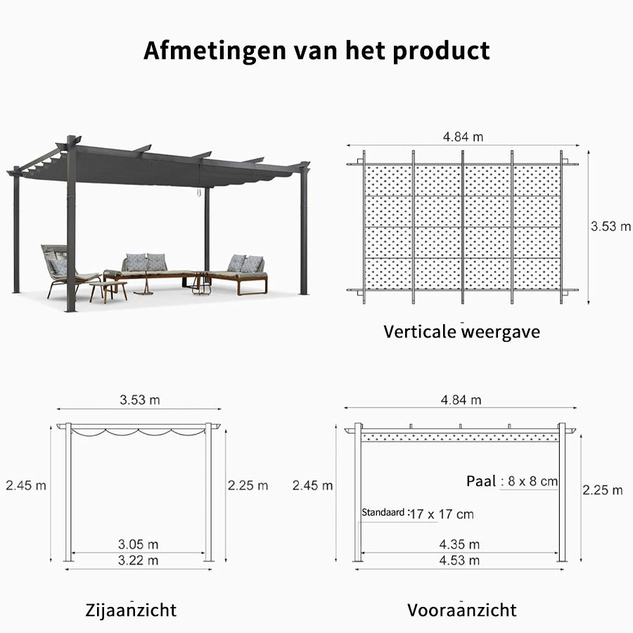 PURPLE LEAF pergola met overkapping voor de tuin