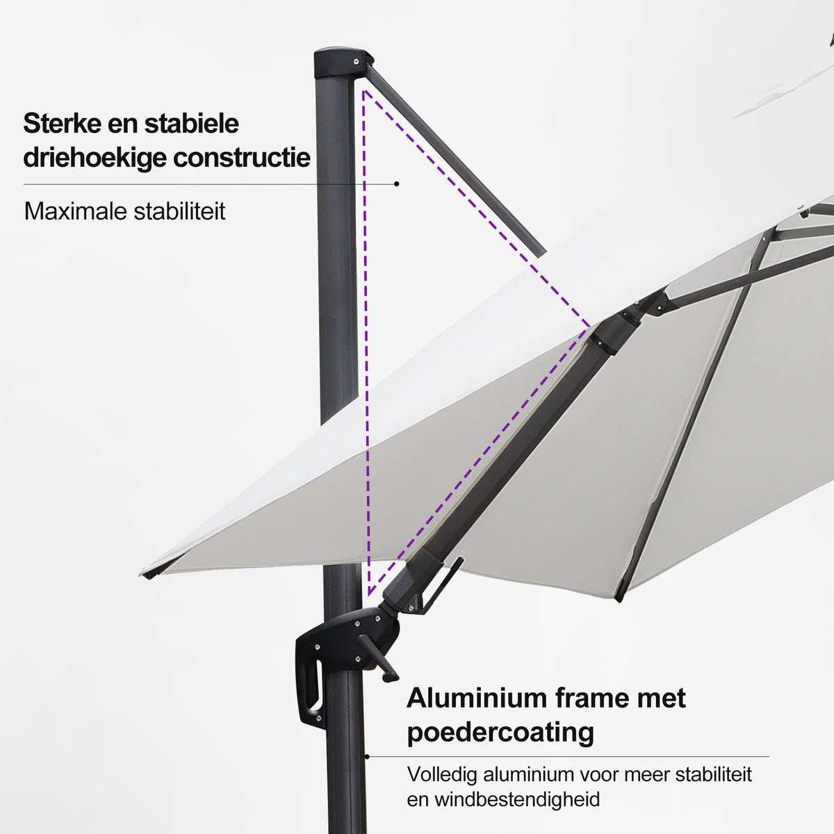 PURPLE LEAF Grote Parasol – Draaibare & Kantelbare Zweefparasol voor Terras & Tuin