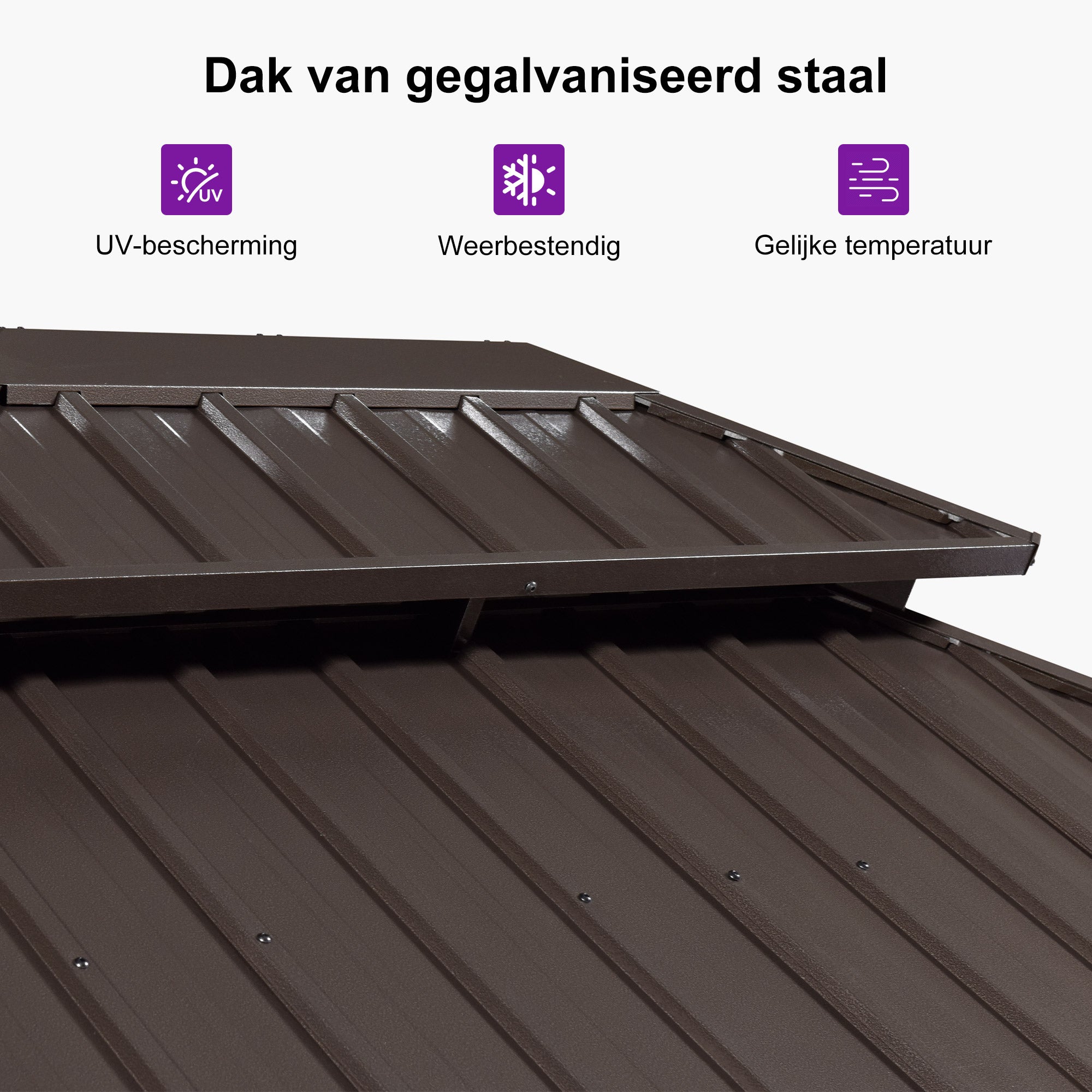 PURPLE LEAF Hardtop Tuinpaviljoen Essential met Neutraal witte LED-verlichting , Gegalvaniseerd Stalen Dak, Aluminium Frame, Gordijnen en Klamboe – Brons
