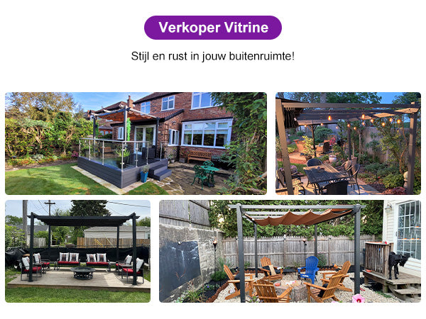 PURPLE LEAF Intrekbare aluminium buitenpergola met zonnescherm luifel, patio, achtertuin schuilplaats, metalen barbecue paviljoen-PRG