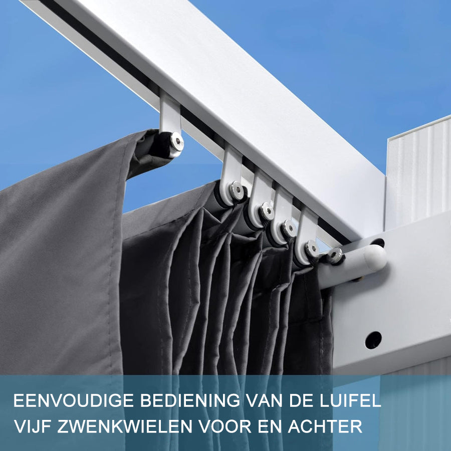 PURPLE LEAF Wit Pergola Dubbel Top Frame Waterdicht Stabiel Wintervast Intrekbare Luifel Pergola Aluminium-PG