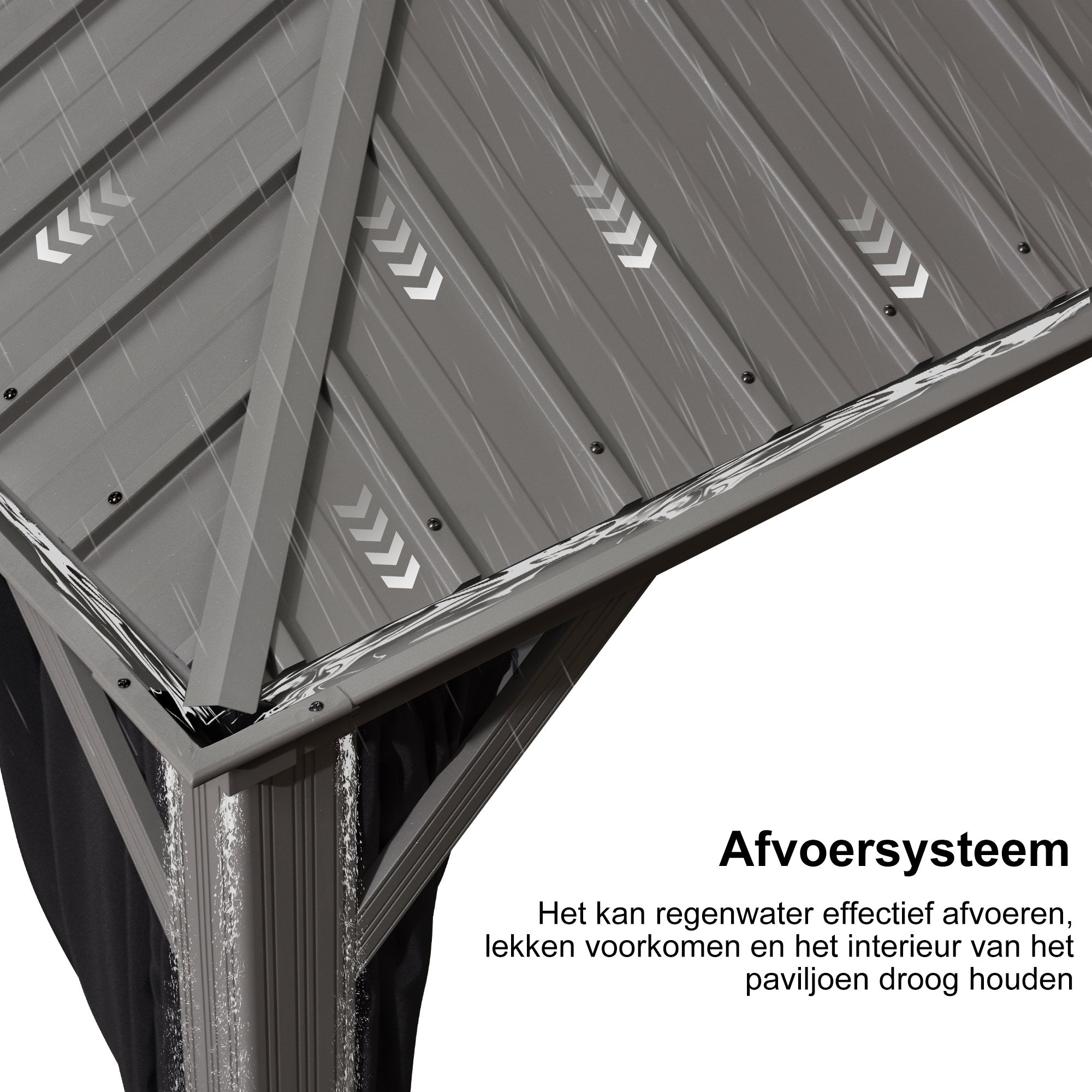 Purple Leaf Lichtgrijs Tuinpaviljoen met Dubbel Dak van Verzinkt Staal, Aluminium Frame, Insectenhor en Zijgordijnen