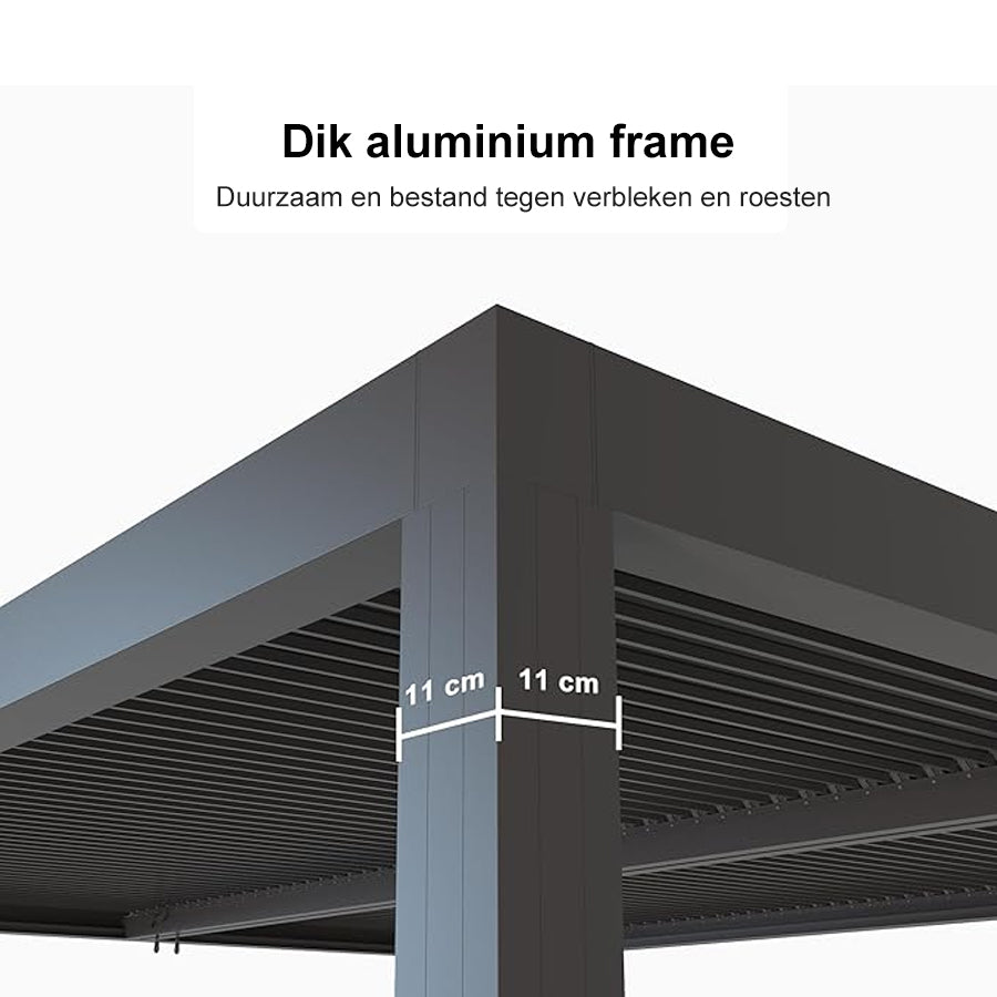 PURPLE LEAF Pergola 3 x 4 m Waterdicht Stabiel Wintervast Paviljoen met Raamdak Vrijstaand Verstelbaar Aluminium Raamdak Patio, Grijs