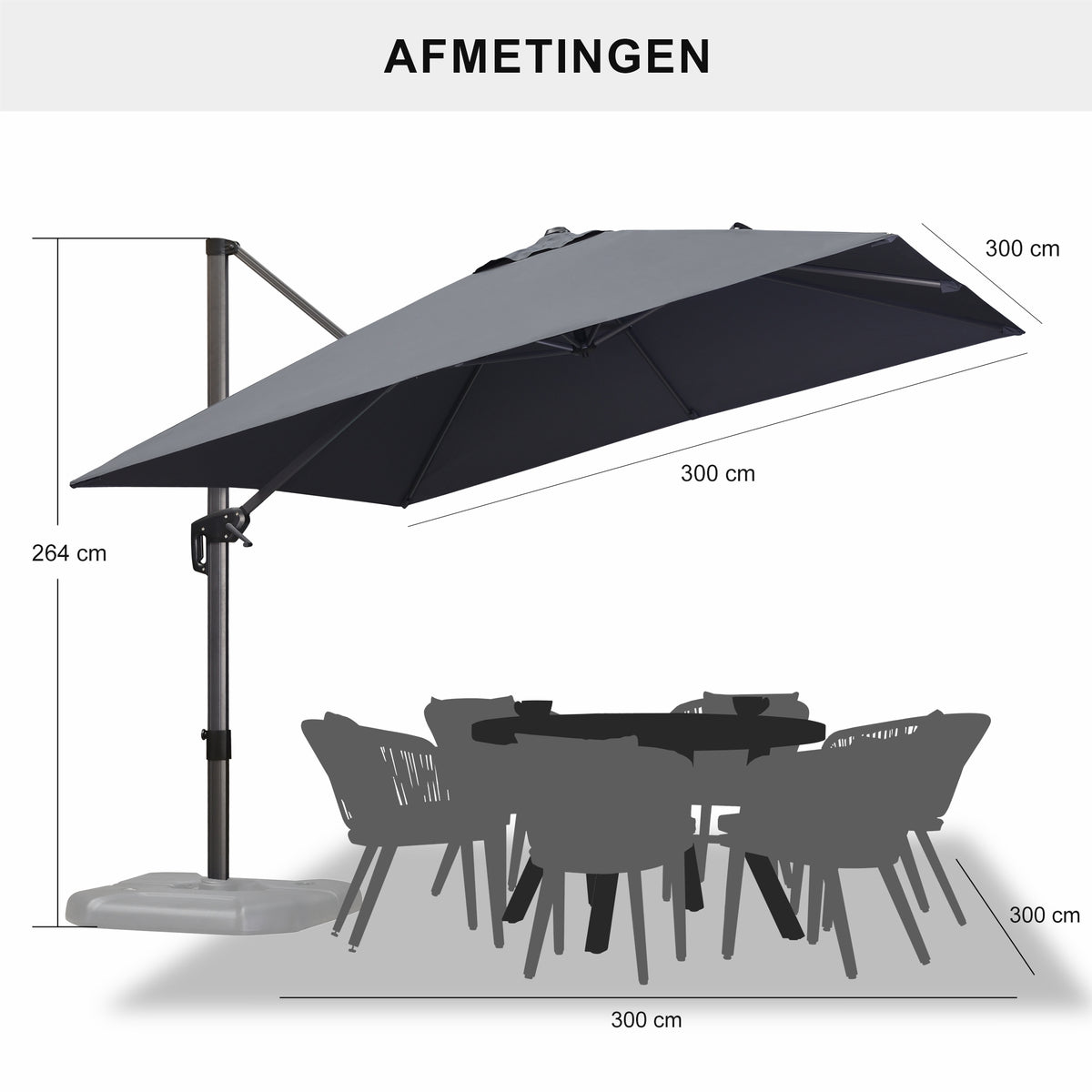 PURPLE LEAF Parasols Grote Vierkante en Rechthoekige Zweefparasols voor Terras en Tuin
