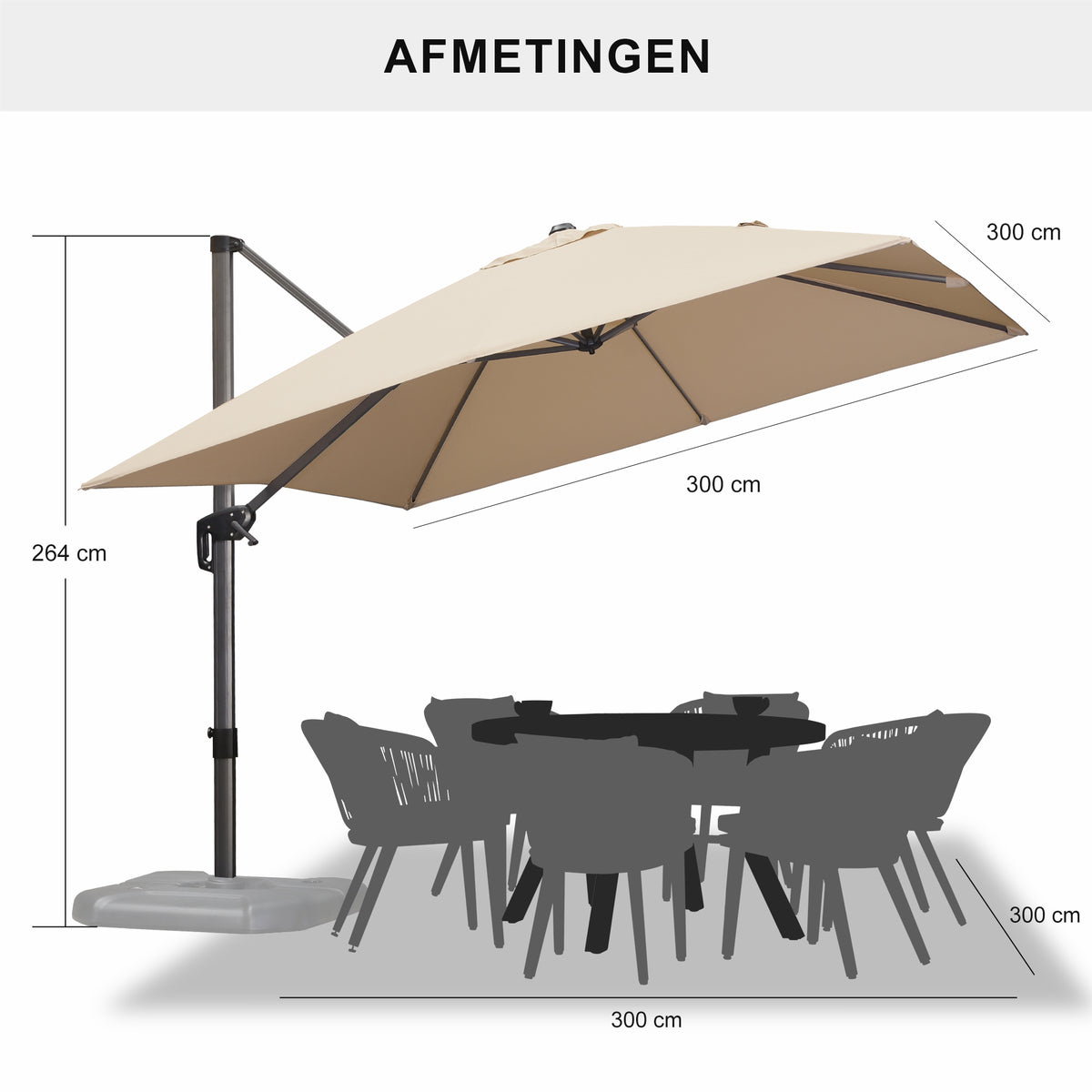 PURPLE LEAF Parasols Grote Vierkante en Rechthoekige Zweefparasols voor Terras en Tuin