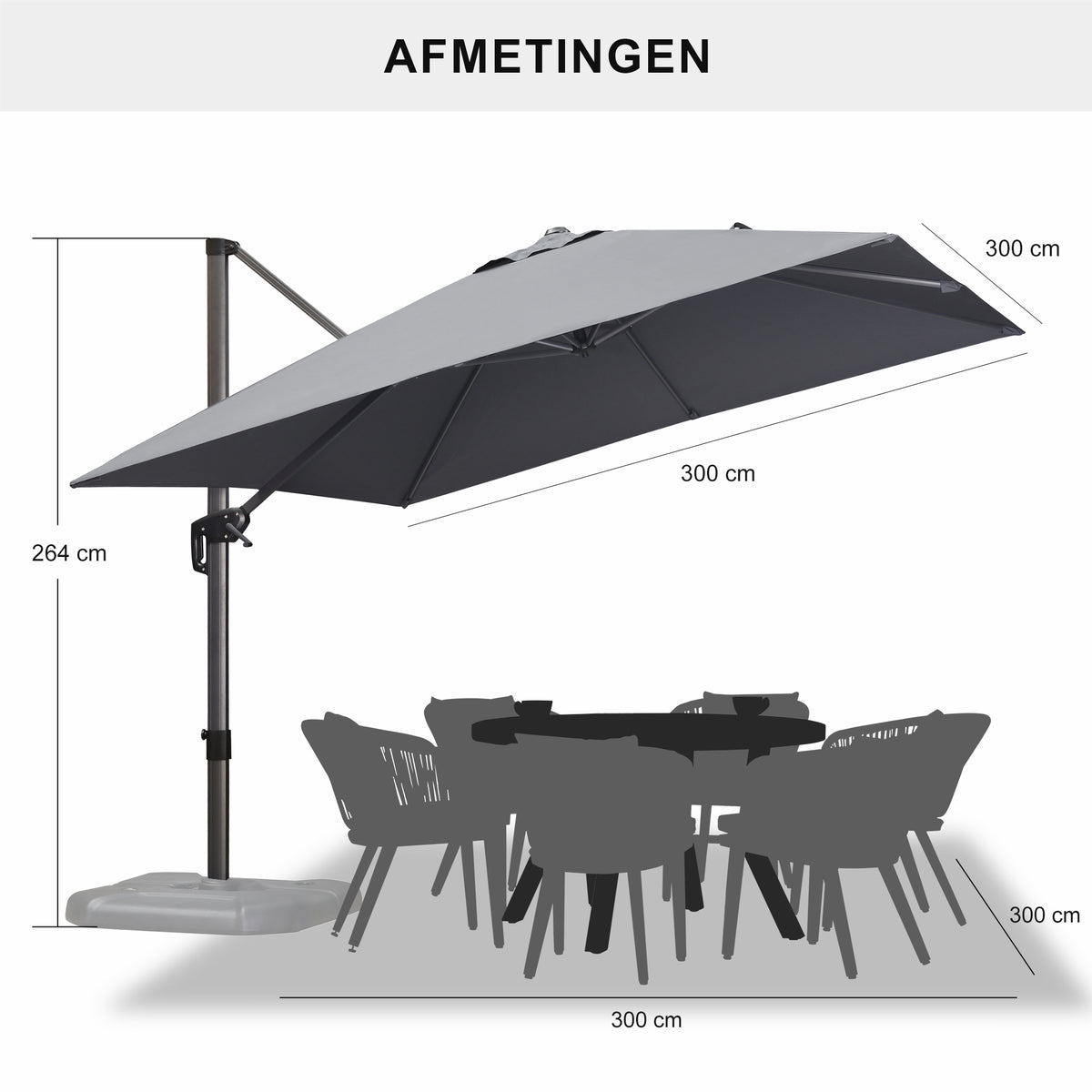 PURPLE LEAF Parasols Grote Vierkante en Rechthoekige Zweefparasols voor Terras en Tuin