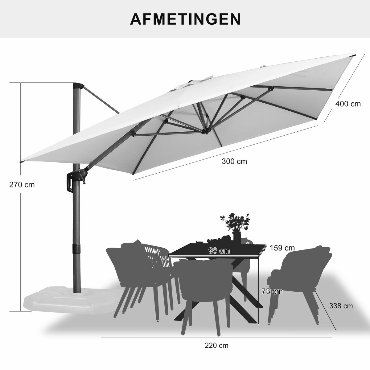 PURPLE LEAF Parasols Grote Vierkante en Rechthoekige Zweefparasols voor Terras en Tuin