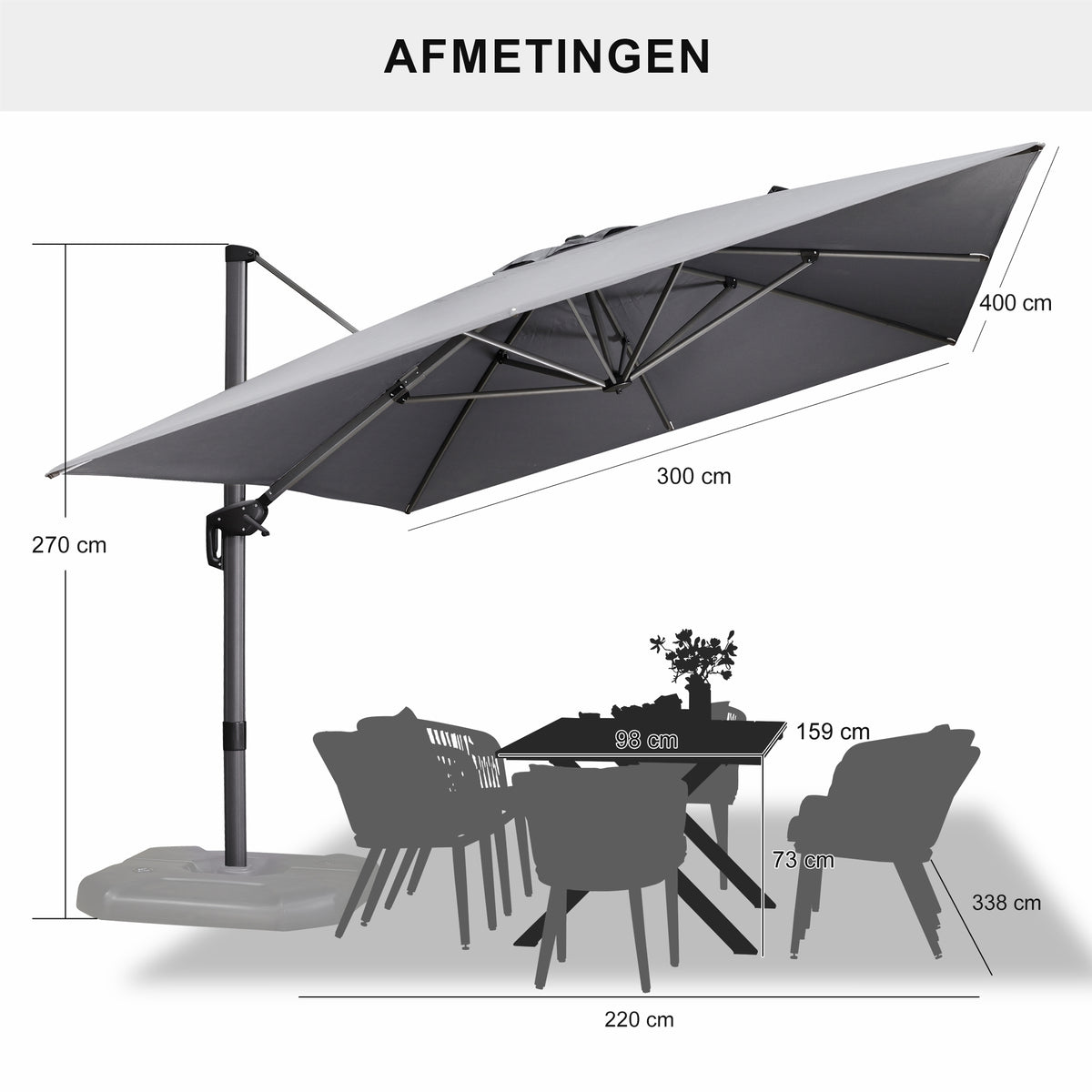 PURPLE LEAF Parasols Grote Vierkante en Rechthoekige Zweefparasols voor Terras en Tuin