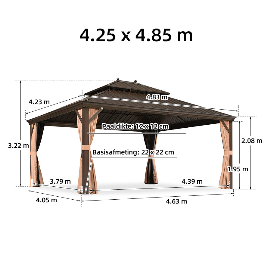 PURPLE LEAF Hardtop Prieel Frame Aluminium Gegalvaniseerd Stalen Dak Zonwering Partytent met Gordijn en Klamboe