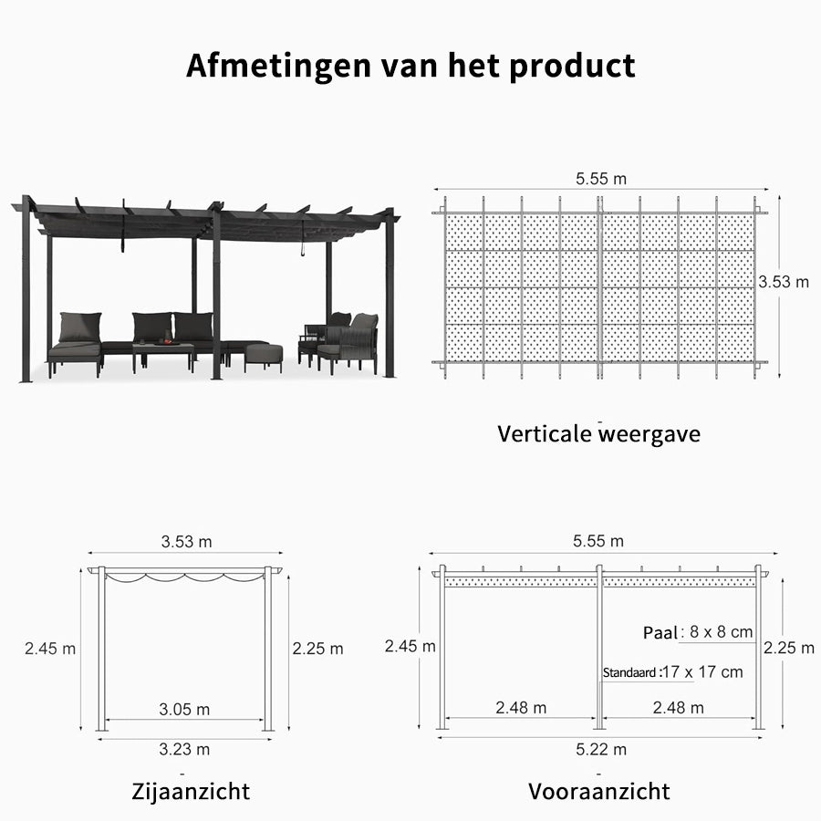 PURPLE LEAF pergola met overkapping voor de tuin