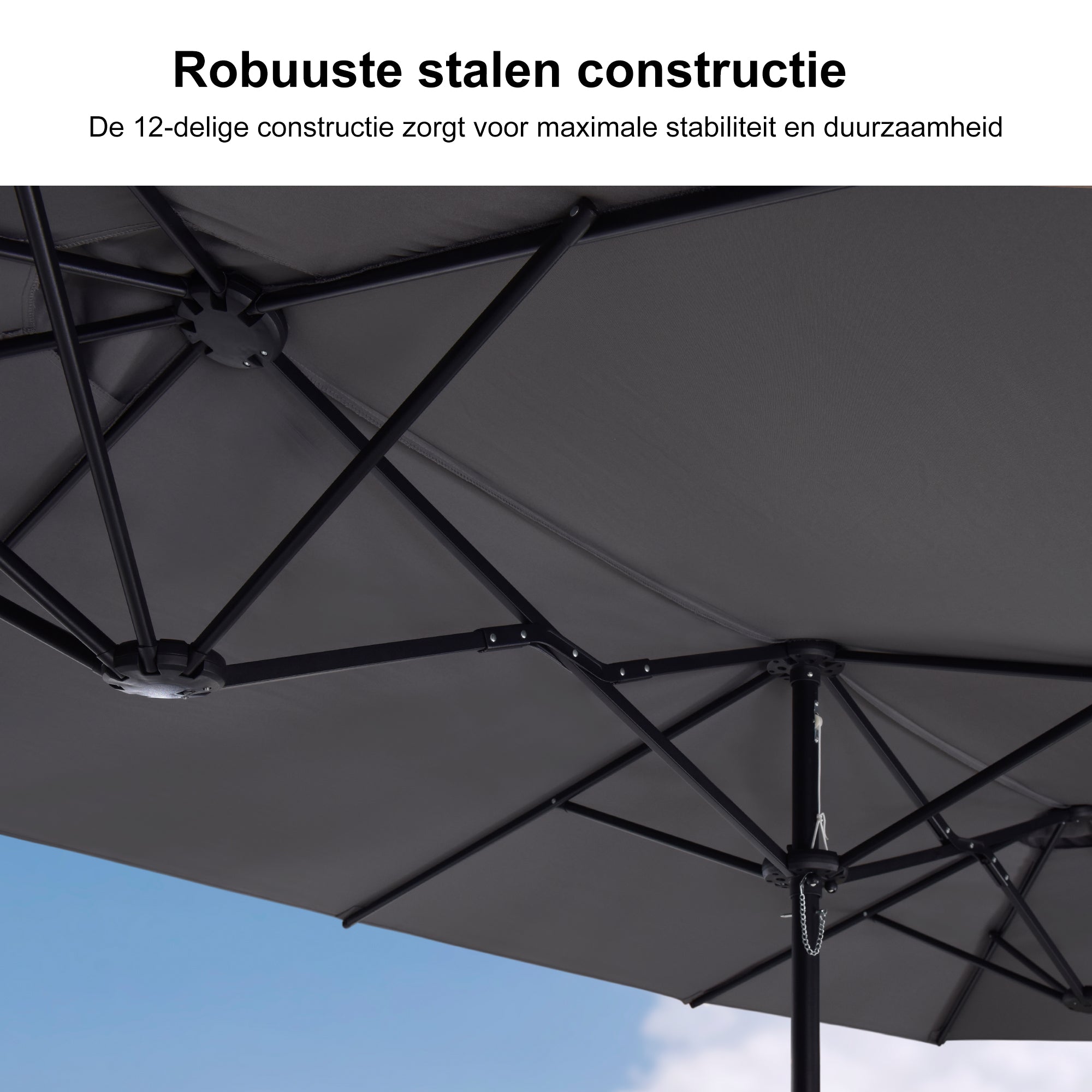 PURPLE LEAF Parasol met 3 Kappen en Voet voor Tuin en Terras