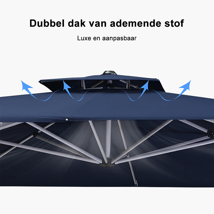 PURPLE LEAF Dubbele Top 360 Graden Rotatie 300x300cm/330x330cm/365x365 cm Vierkante Outdoor Tuin Parasol