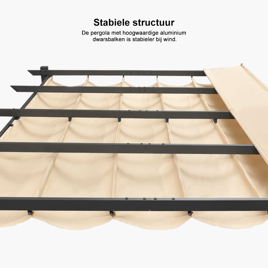 PURPLE LEAF Intrekbare aluminium buitenpergola met zonnescherm luifel, patio, achtertuin schuilplaats, metalen barbecue paviljoen-PRG