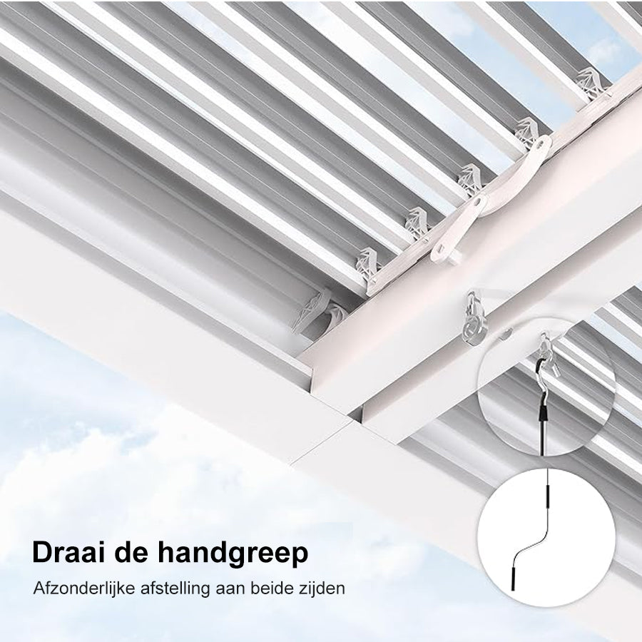 PURPLE LEAF Outdoor Louvered Pergola Aluminium Wit Pergola Patio Metal pergola met verstelbare Rainproof Hardtop Gazebo Modern voor Tuin Gazons Party