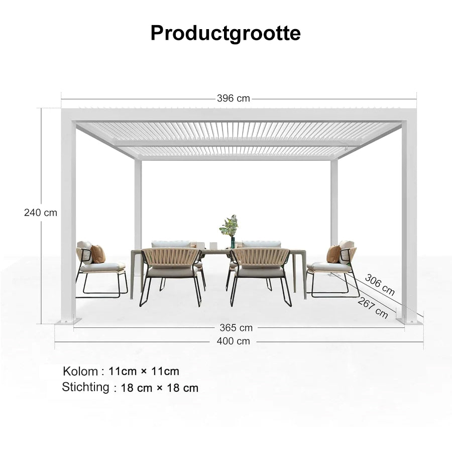 PURPLE LEAF Outdoor Louvered Pergola Aluminium Wit Pergola Patio Metal pergola met verstelbare Rainproof Hardtop Gazebo Modern voor Tuin Gazons Party