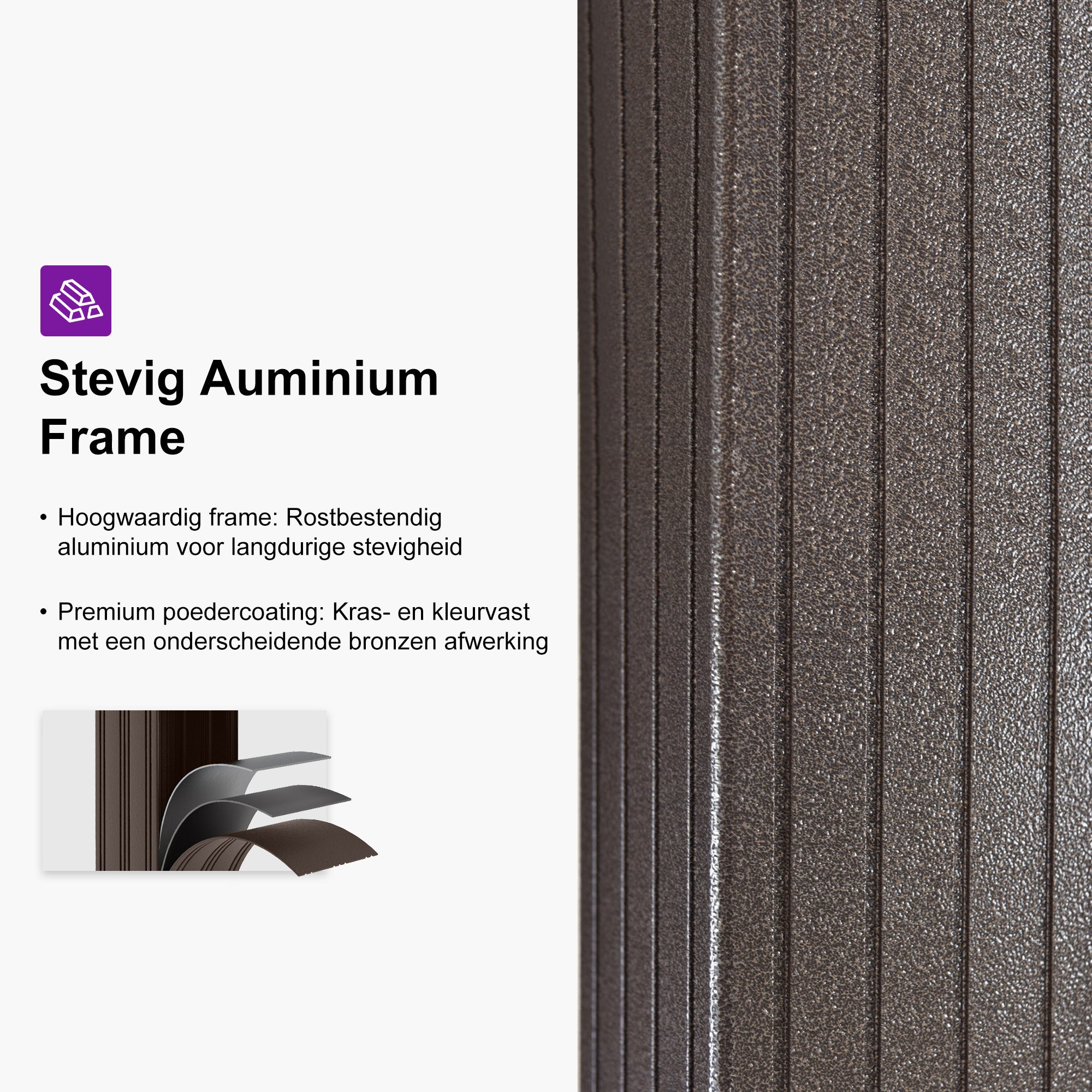 PURPLE LEAF Hardtop Tuinpaviljoen Essential met Neutraal witte LED-verlichting , Gegalvaniseerd Stalen Dak, Aluminium Frame, Gordijnen en Klamboe – Brons