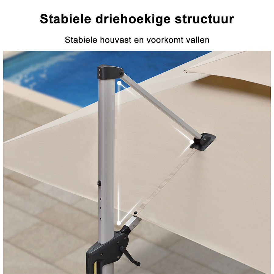 PURPLE LEAF Dubbele Top 360 Graden Rotatie 300x300cm/330x330cm/365x365 cm Vierkante Outdoor Tuin Parasol